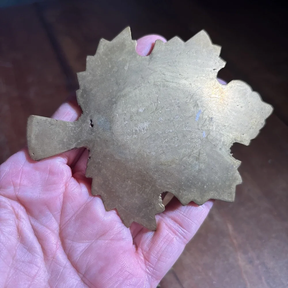 Vintage Solid Brass Maple Leaf Ashtray/Trinket Dish Lot Of Two